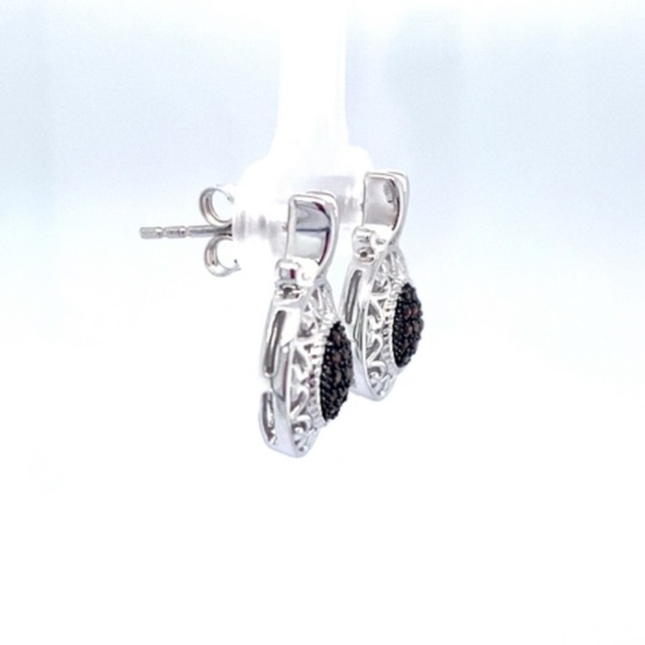 18k Chocolate Brown Natural Diamonds Earrings - Picture 12 of 13